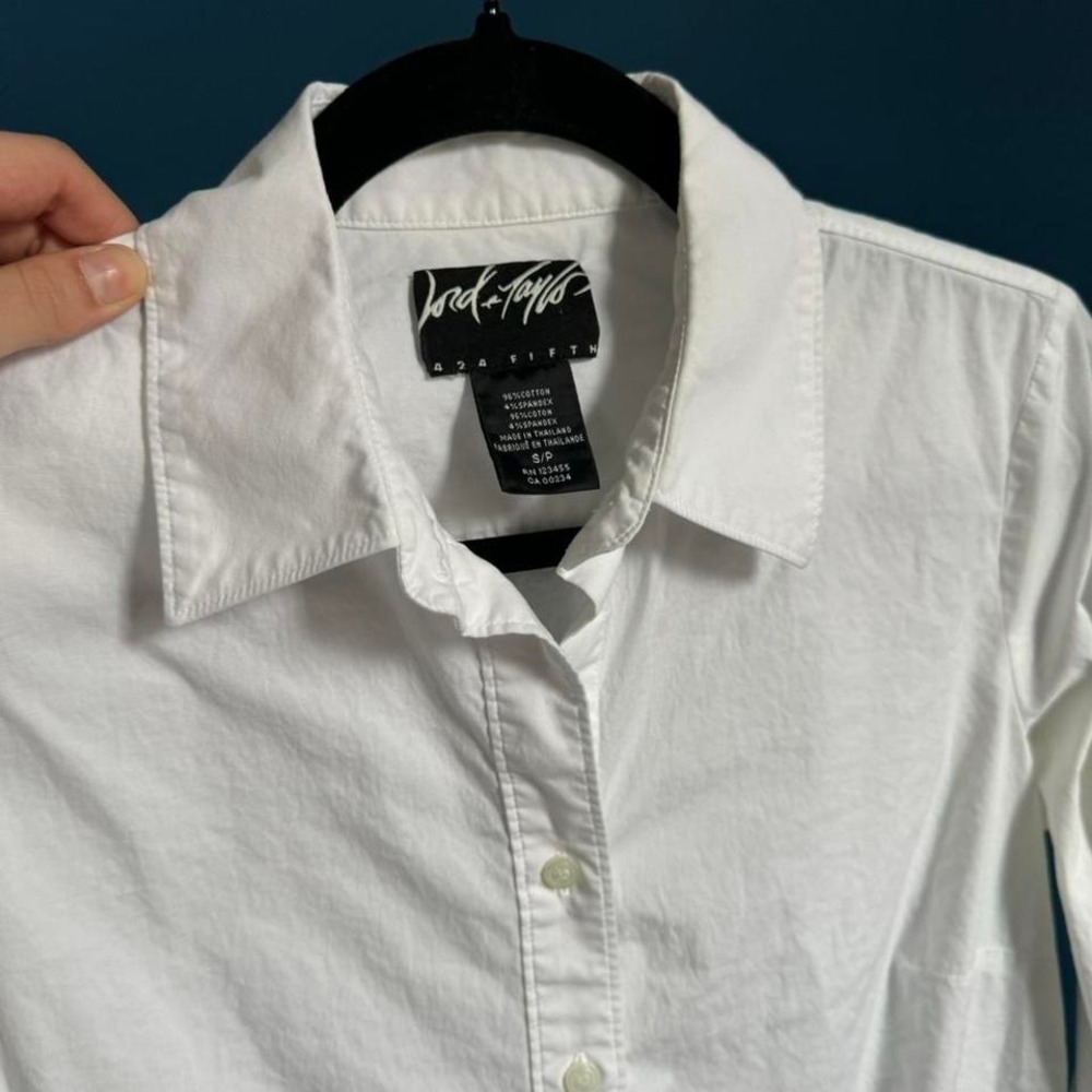 Y2K Lord & Taylor White Blouse Women's Size Large Collared Work Office Siren - Picture 4 of 8